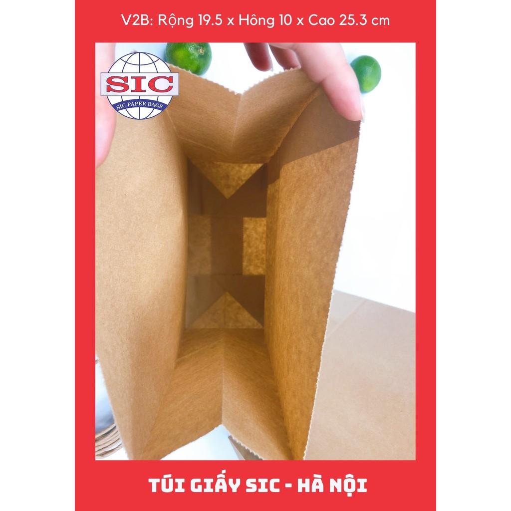 100 CHIẾC TÚI GIẤY KRAFT V2B: 19.5x10x25.3 KHÔNG QUAI
