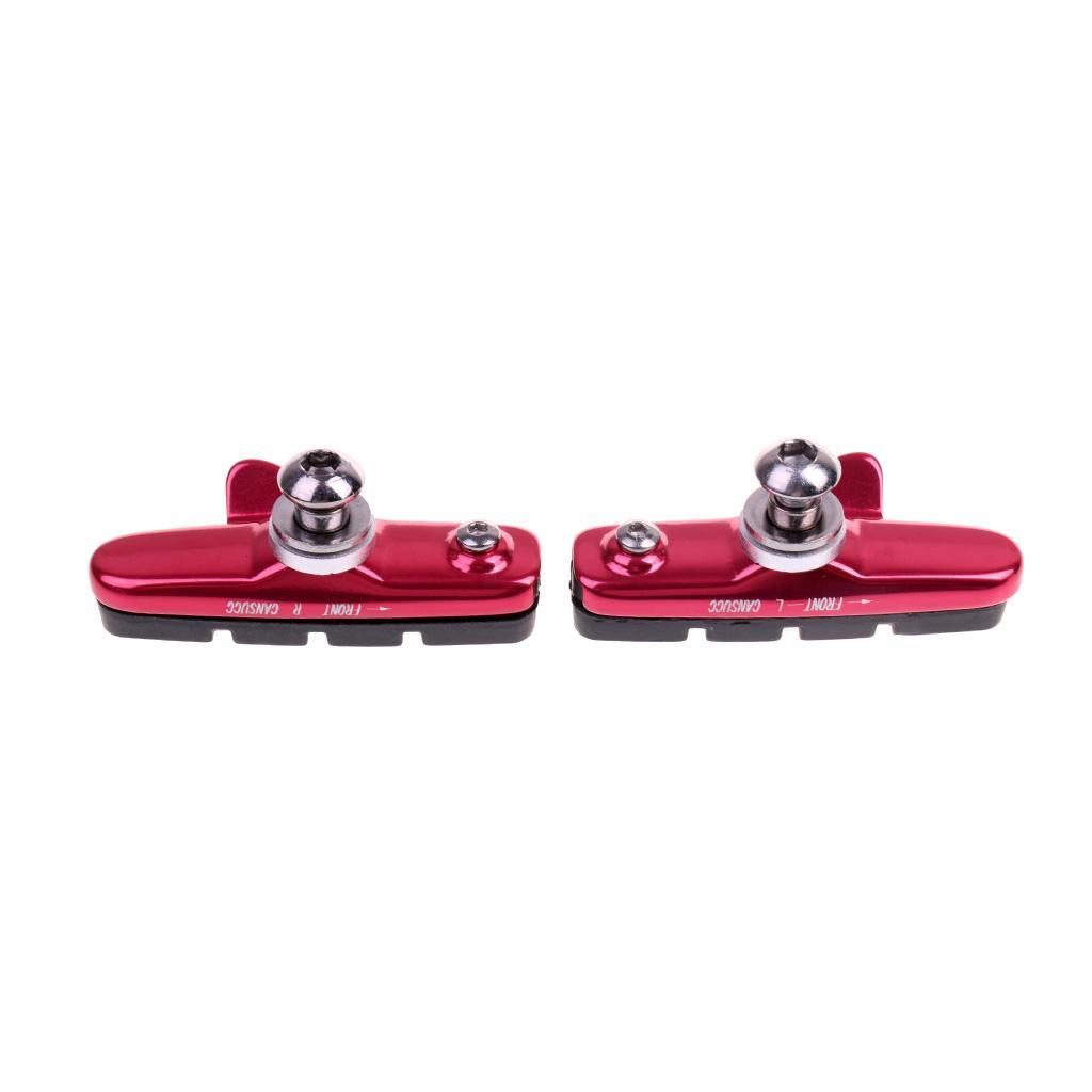 4Pcs Road Bike BRAKE BLOCKS Pads Shoes Fixed Gear  Rubber Holder Red