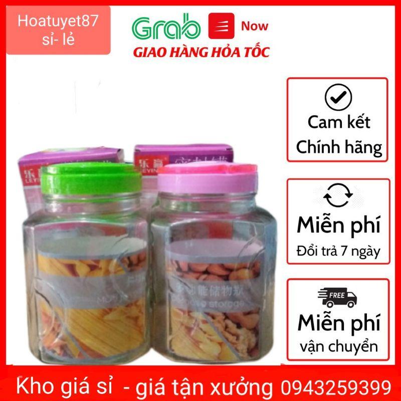 Hũ - lọ Thủy Tinh Đựng Thực Phẩm 2,8 Lít Nắp Xoáy Có Quai Sách