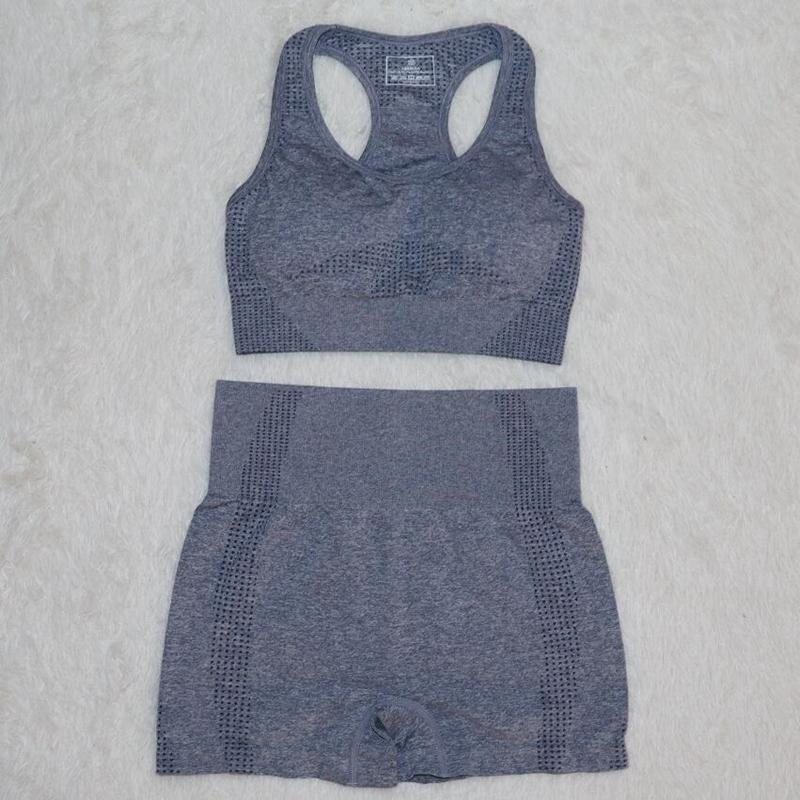 2 Chiếc Nữ Mùa Hè Liền Mạch Yoga Bộ Thể Dục Thể Thao Lửng Tập GYM Quần Áo Yoga Bra + Quần Short Lưng Cao Quần Tập Luyện