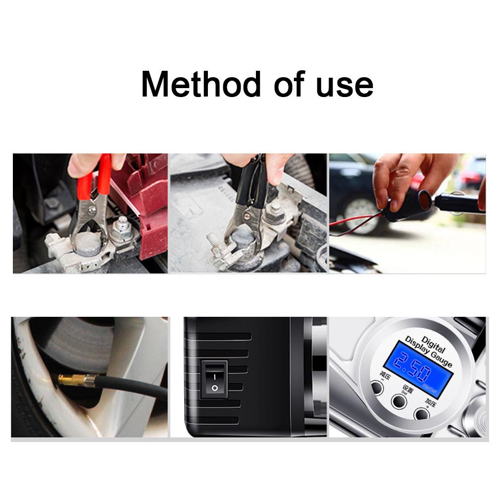 Double Cylinder High Pressure Car Air Pump Electric Auto Tyre Inflator Pump Digital Display Air-compressor Pressure Preset Function