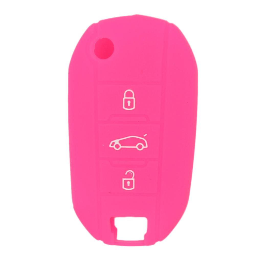 Silicone Car Key Case Cover Fit for AUDI Folding Remote Key Fob Case Shell 3 Buttons Rose Red