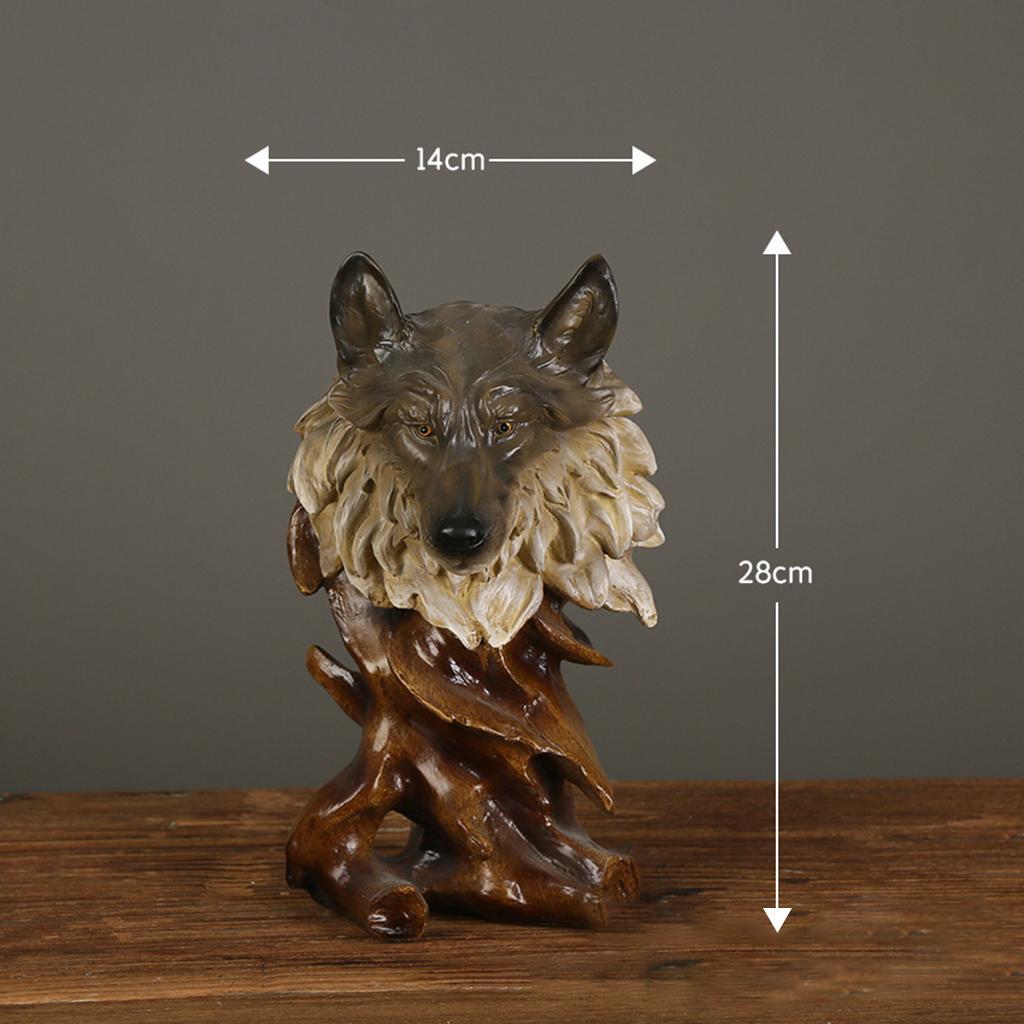 2x Animal Head Statue Decoration Desktop Figurine Retro Sculpture Gift