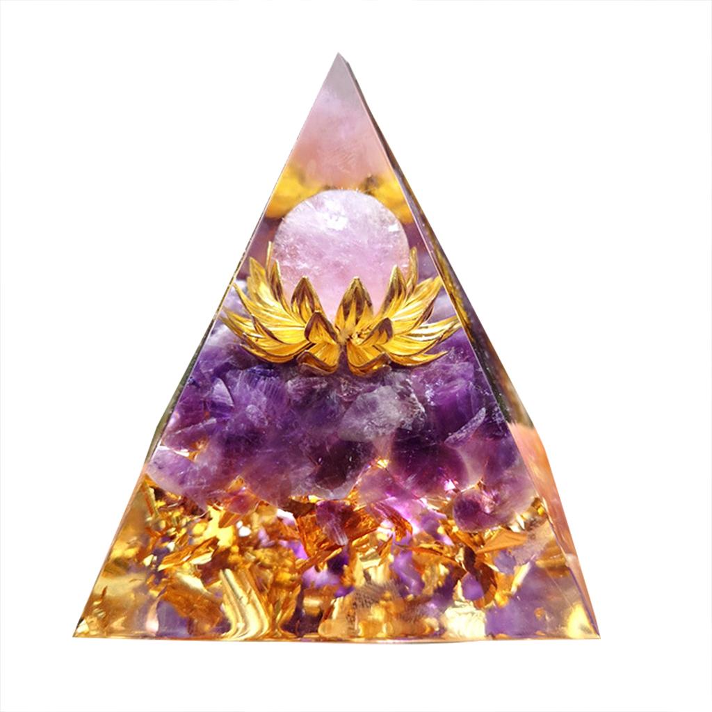 Crystal Pyramid Spiritual Natural Energy Amethyst Decor