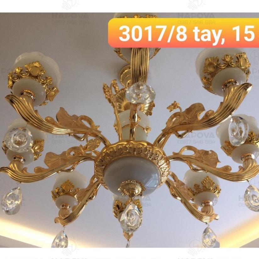 Đèn chùm phòng khách, đèn trần trang trí DCH 3017 + Tặng kèm bóng led AS Vàng