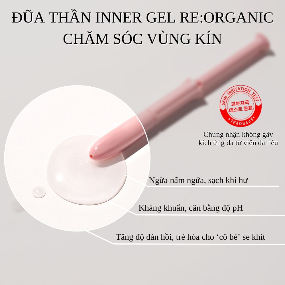 Gel vệ sinh chăm sóc Re:Organic Woman’s Inner Care Essence Gel, đũa thần phụ khoa làm sạch khử mùi trẻ hóa vùng chữ Y