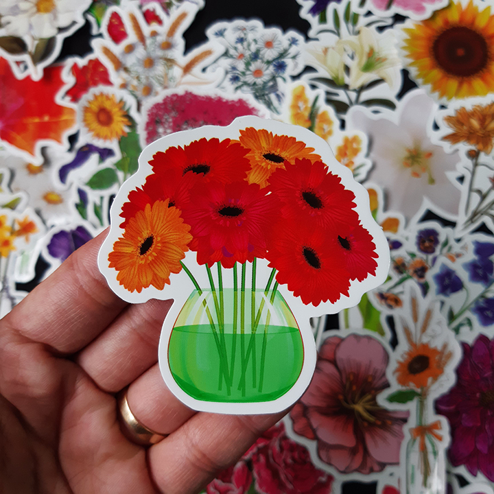 Bộ Sticker dán cao cấp chủ đề BÔNG HOA - FLOWERS - Dùng dán Xe, dán mũ bảo hiểm, dán Laptop