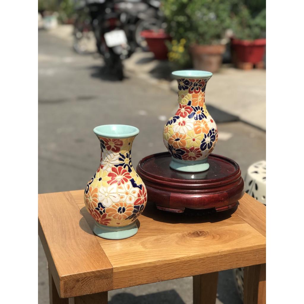 Bình Bách Hoa 21cm Gốm Sứ Nam Bộ Trang Trí Decor Cắm Hoa TDM