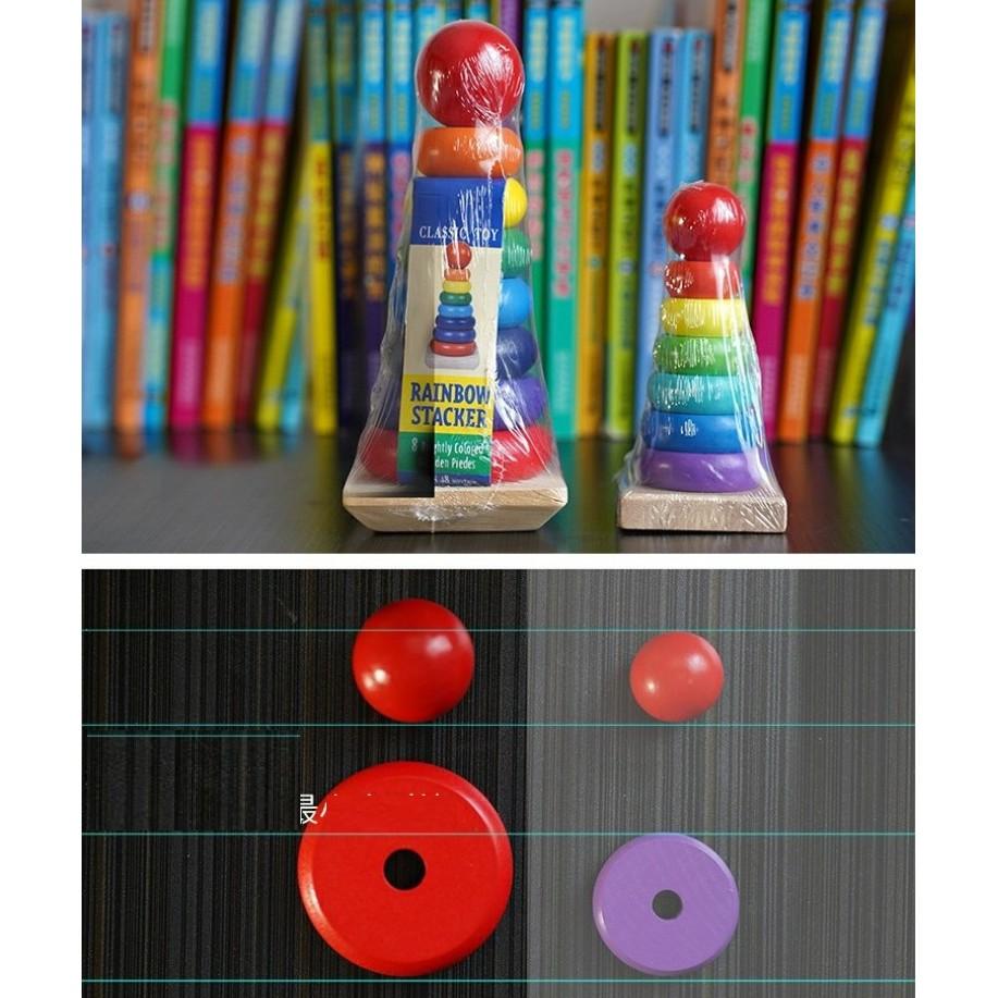 Đồ Chơi Gỗ Tháp Chồng 7 Màu Loại To 21cm