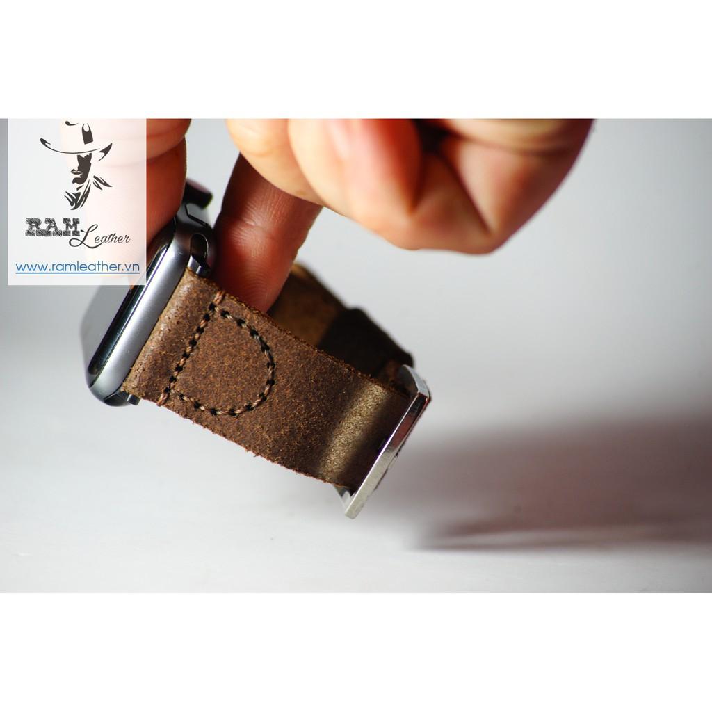 DÂY ĐỒNG HỒ DA BÒ HANDMADE - RAM PILOT MÀI NHÁM