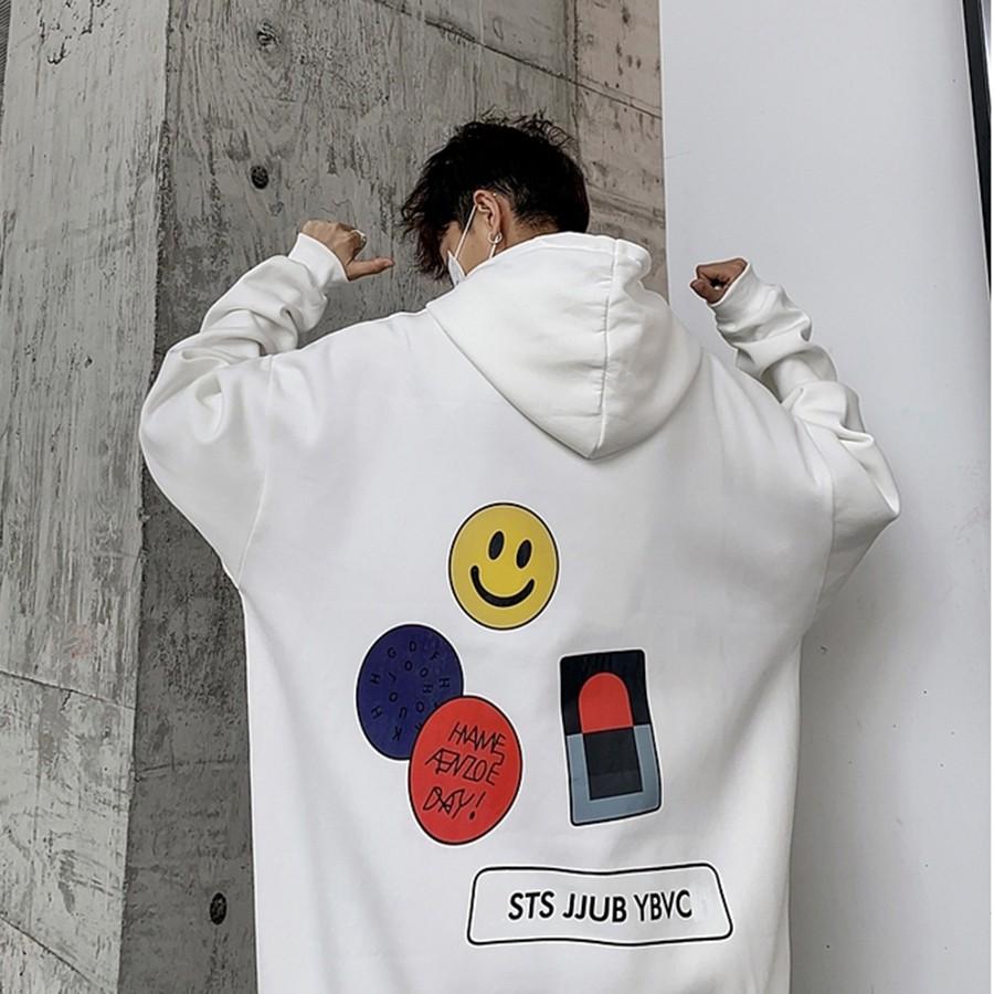 Áo mũ Hoodie Unisex MonsterX Smile form rộng 5 màu nỉ bông cặp đôi nam nữ Oversize Ulzzang thu đông