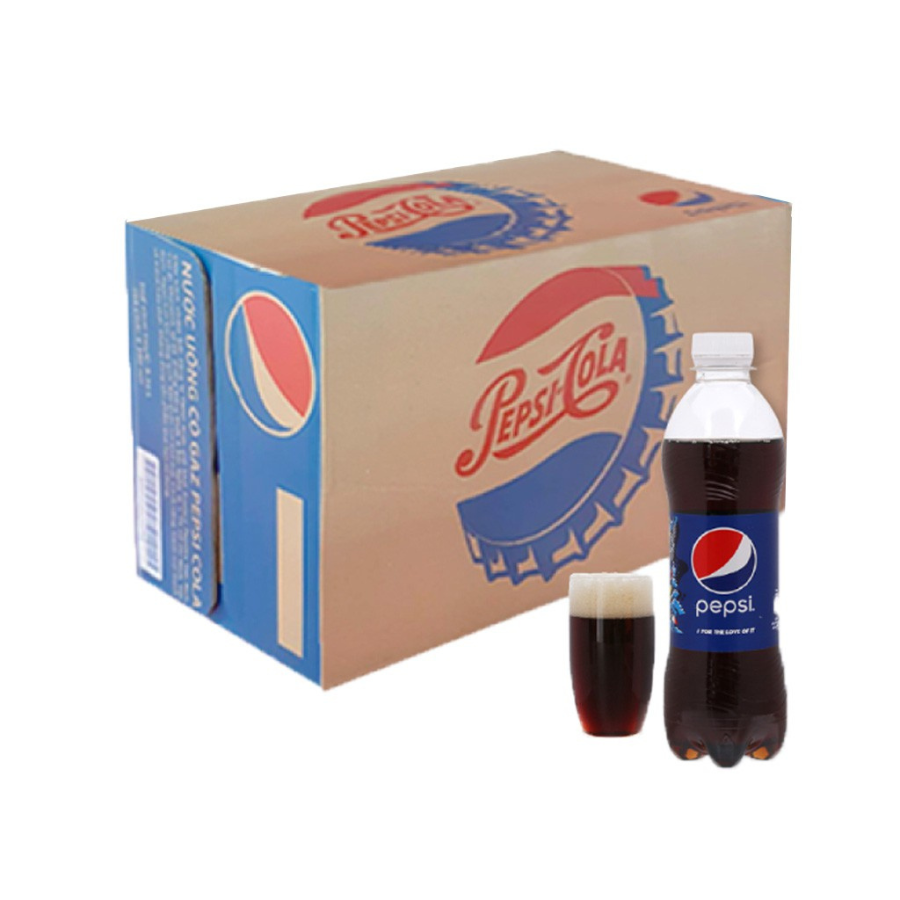 Thùng 24 Chai Nước Ngọt Có Gas Pepsi (390ml / Chai)