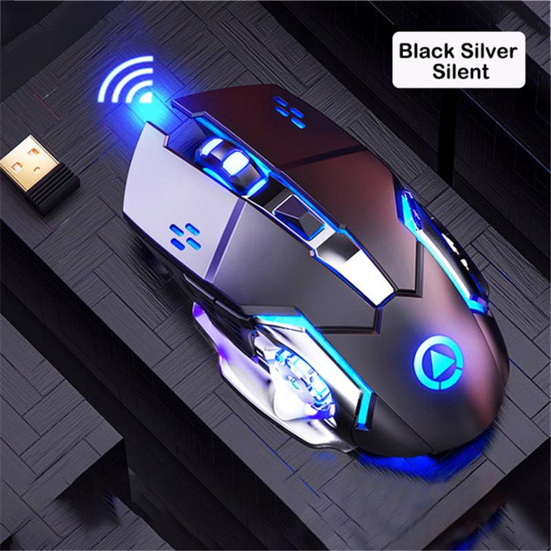 Chuột Chơi Game Chuyên Nghiệp 6 Phím Không Dây 2.4Ghz Mause Cho Máy Tính/Laptop Có Thể Sạc Im Lặng PUBG/Cs Go/LOL