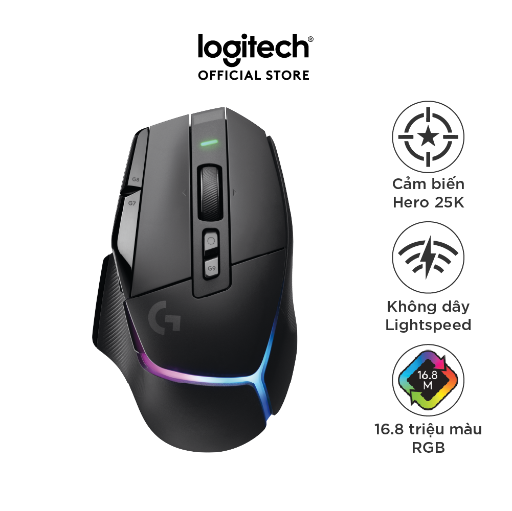 Chuột game không dây Logitech G502 X PLUS LIGHTSPEED – switch LIGHTFORCE Hybrid, RGB Lightsync, Cảm biến Hero 25K, Windows/Mac OS - Hàng chính hãng