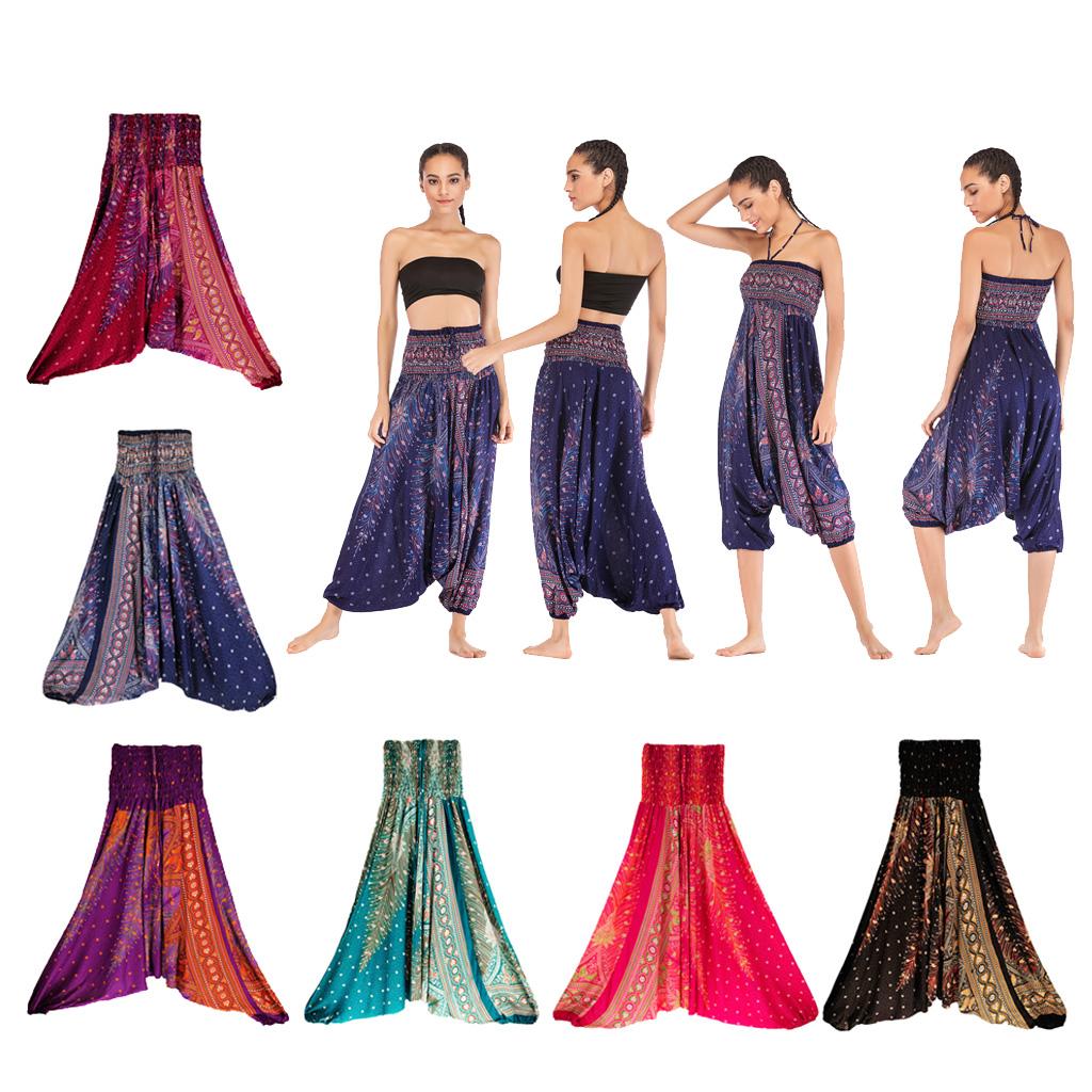Women Yoga Wide Leg Pants Comfy Harem Pant Floral Print Wide Harem Trouser
