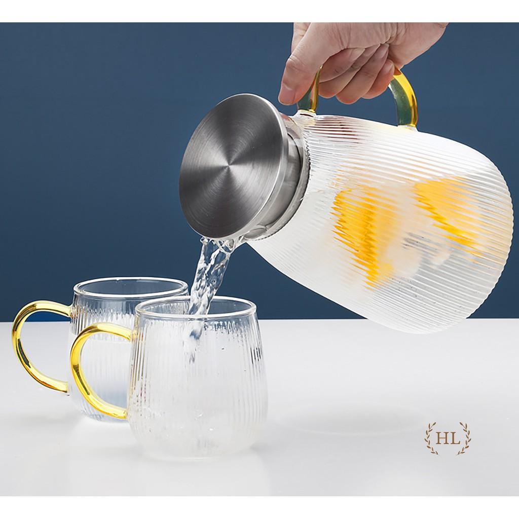 THỦY TINH BOROSILICATE SIÊU NHẸ - CHỊU NHIỆT - CƯỜNG LỰC | Bình cốc thuỷ tinh phong cách NORDIC kẻ sọc