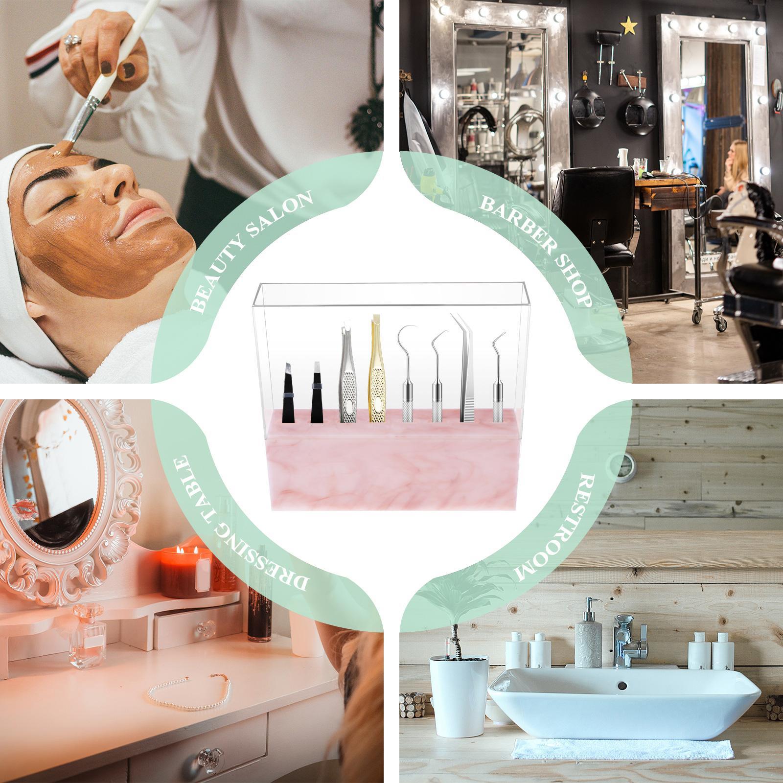 2Pcs Eyelash Grafting Tweezers Acrylic Display Stand Holder Organizers