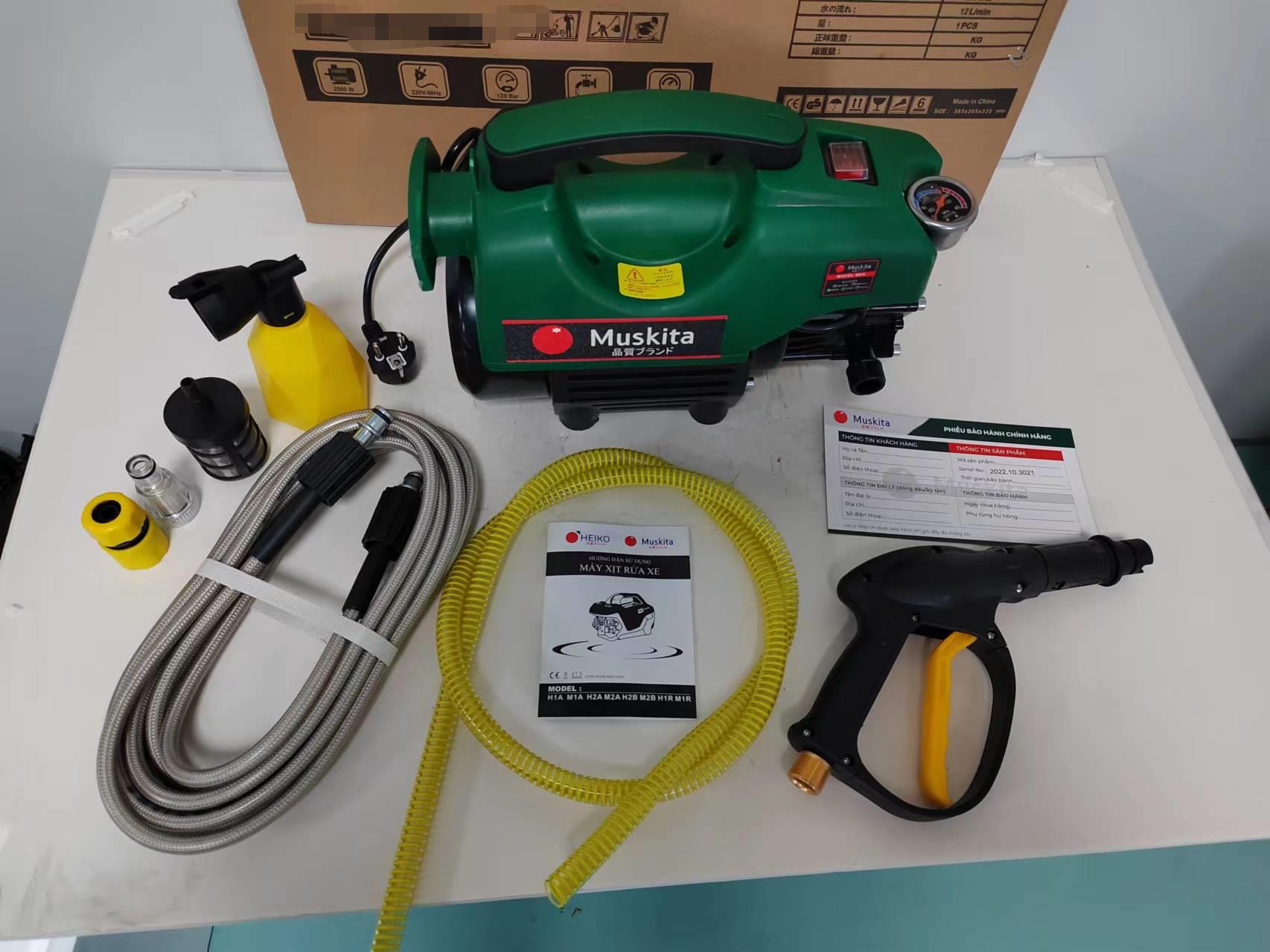 Combo dây xoắn hút nước, lọc rác và nối nhanh máy xịt rửa xe áp lực Đường kính 13x16mm loại 2M