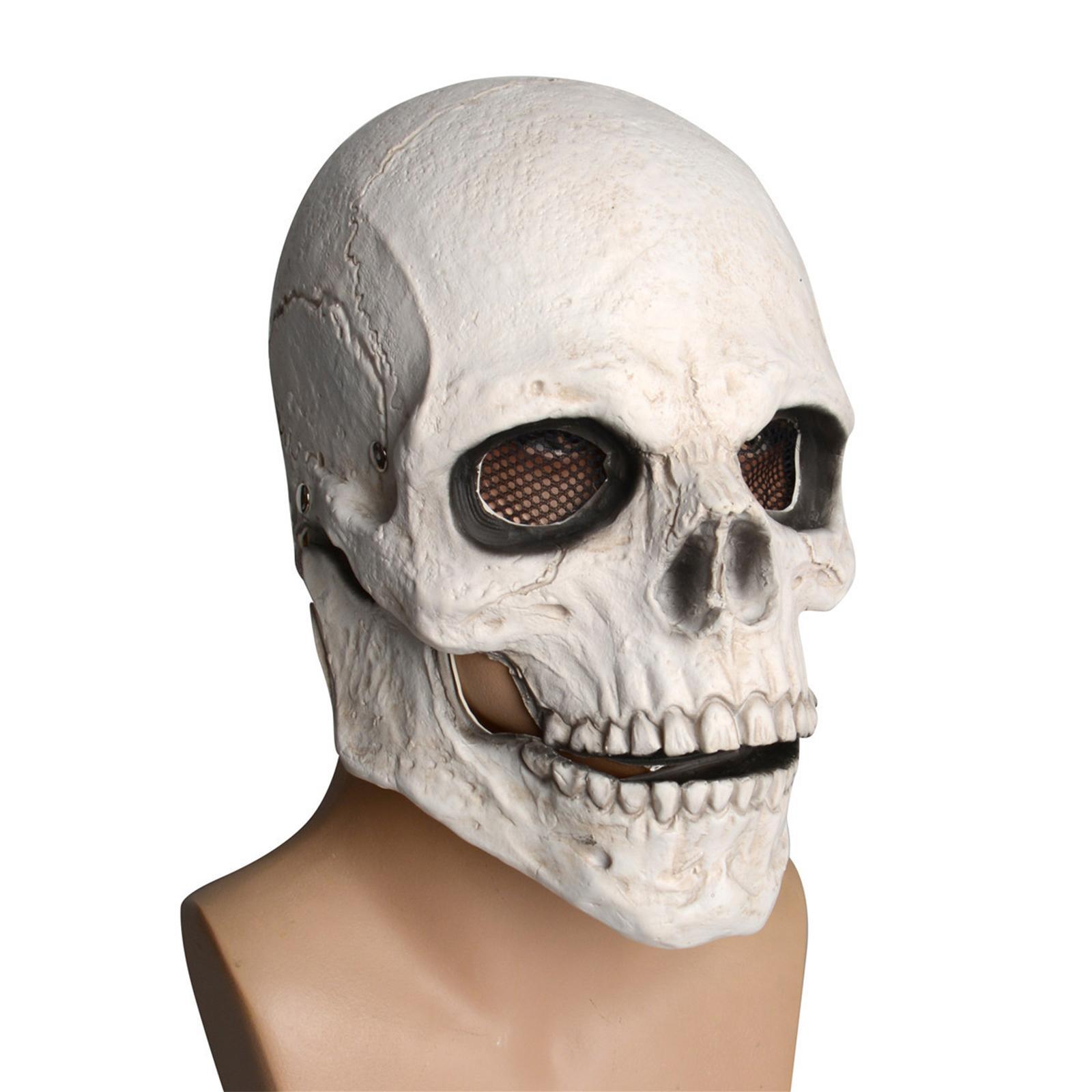 Head full face realistic masquerade horror White