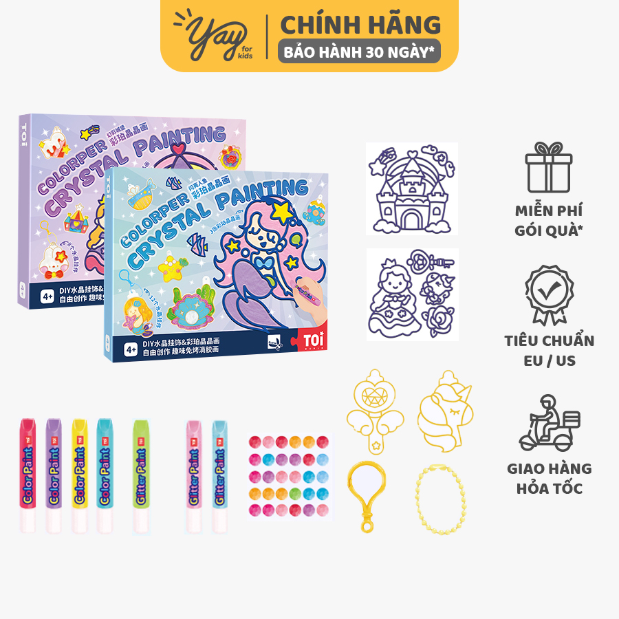 Bộ Kit DIY Tự Làm Móc Khóa/Mặt Dây Chuyền Cực Kì Dễ Thương Bằng Gel Màu Kim Tuyến 4+ | TOI