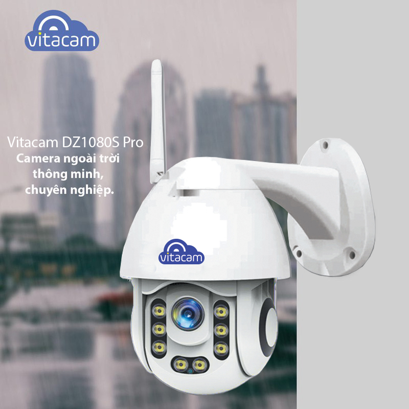 Camera IP Wifi Ngoài Trời Vitacam DZ1080S Pro 2.0mpx - Xoay 355 độ, đàm thoại 2 chiều - Hàng Chính Hãng