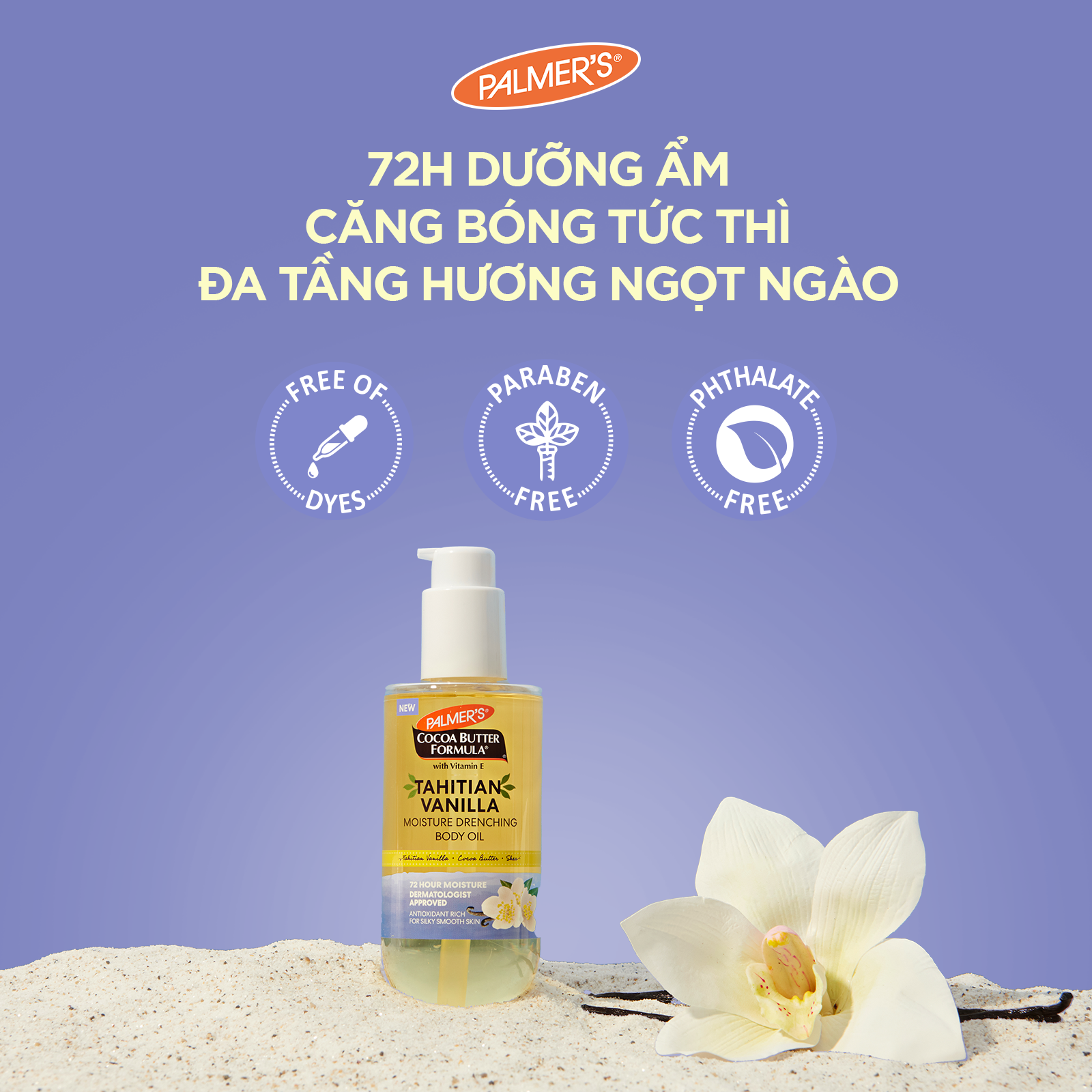 [Mới] Combo Trọn Bộ Dưỡng Thể Toàn Thân Palmer's Tahitian Vanilla (Dưỡng Thể 250ml/400ml + Kem Dưỡng 250g + Dầu 192ml)