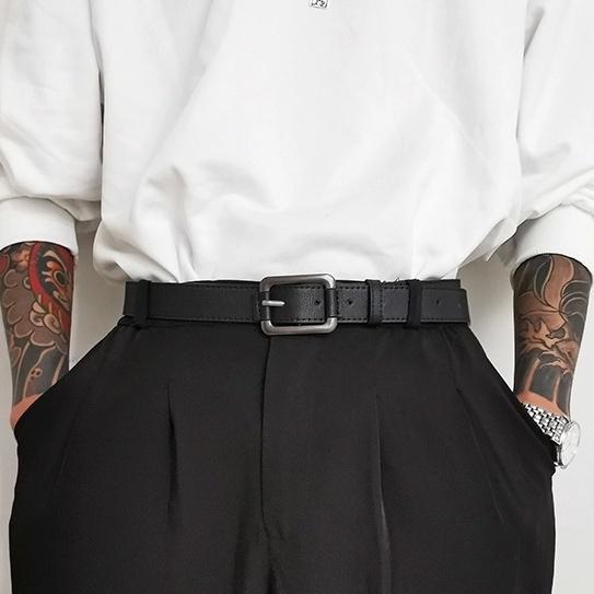 Thắt Lưng Nam Nữ DG - Dây Lưng Nam Nữ Unisex Mặt Kim Loại Da PU Hàn Quốc Mặt Vuông Màu Đen Đẹp - DG - Camcamvintage