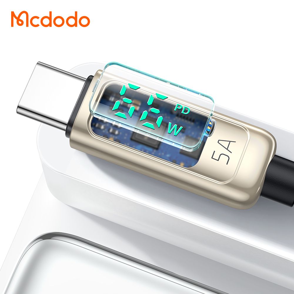 Dây Cáp Sạc USB Type C Mcdodo CA-8861 Sạc Nhanh 5A PD66W  QC4.0 Vooc Truyền Dữ Liệu USB2.0 Đèn Led Hiển Thị Công Suất Dài 1.2m - Hàng Chính Hãng