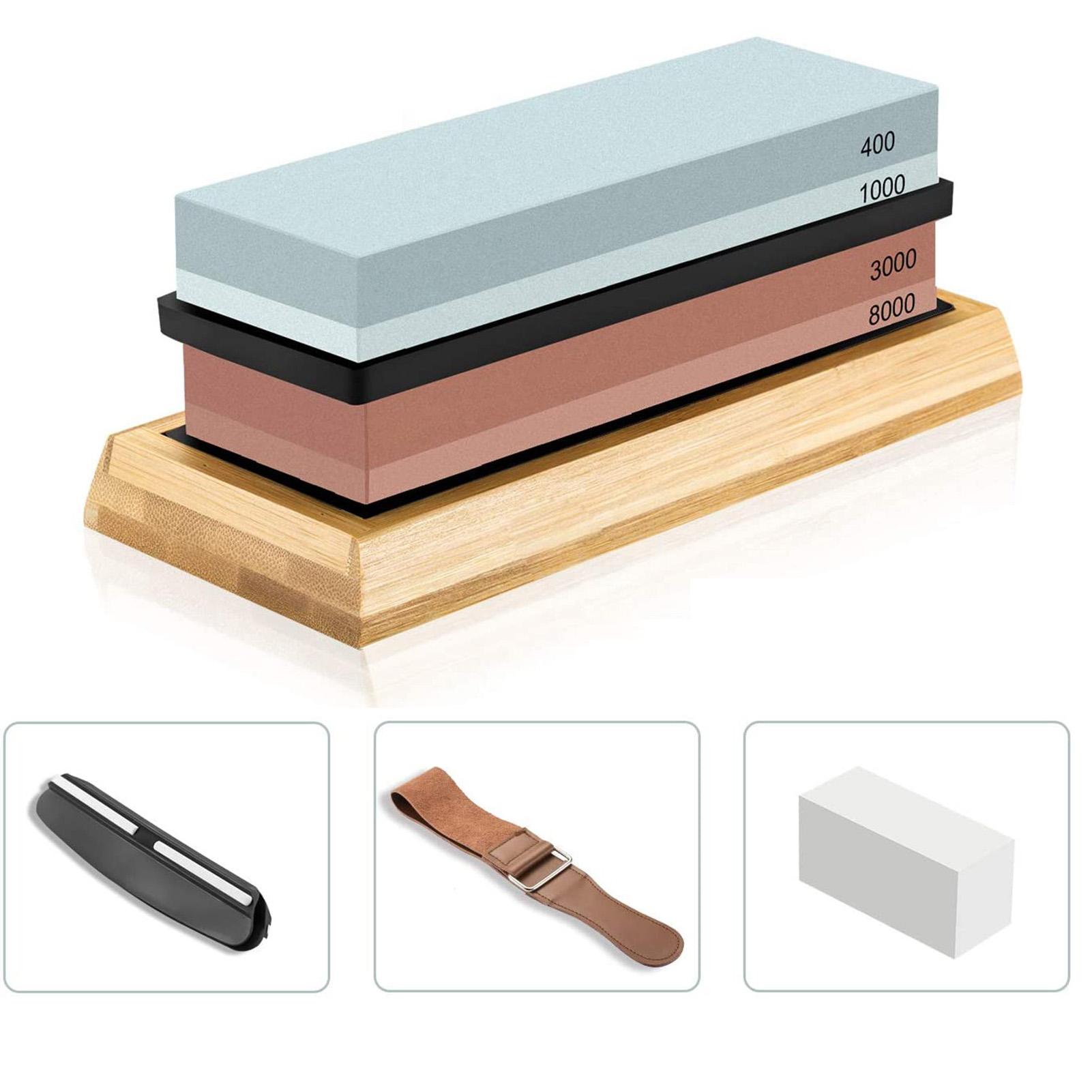 Đá màiTrắng Hai Mặt 400 / 1000 3000 / 8000 Grit với dây da điều chinh