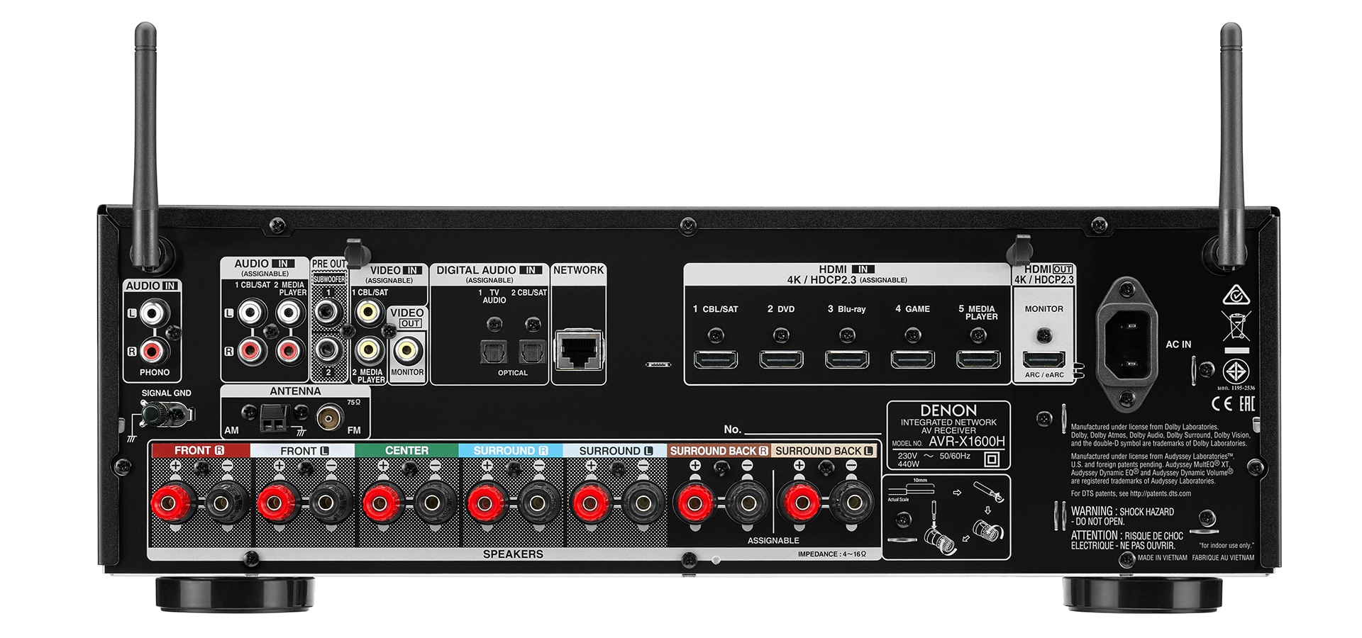 Ampli Cao Cấp Denon AVR-X1600H HÀNG CHÍNH HÃNG NEW 100%