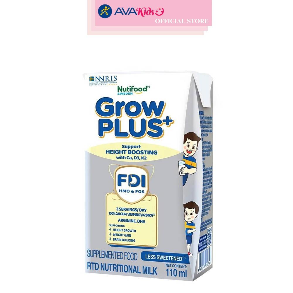 Thùng 48 hộp sữa pha sẵn Nutifood GrowPLUS+ bạc hương vani 110 ml (từ 1 tuổi)