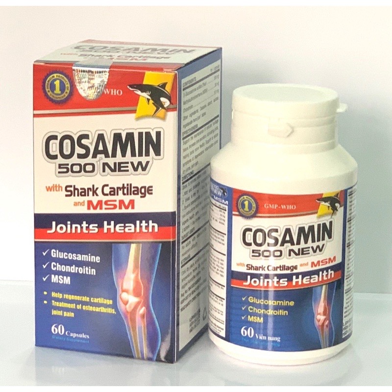 COSAMIN 500 NEW with Shark cartilage and MSM Vinaphar 60 viên -Tăng Tiết Dịch Khớp,Mô Sụn,Thoái Hóa Khớp
