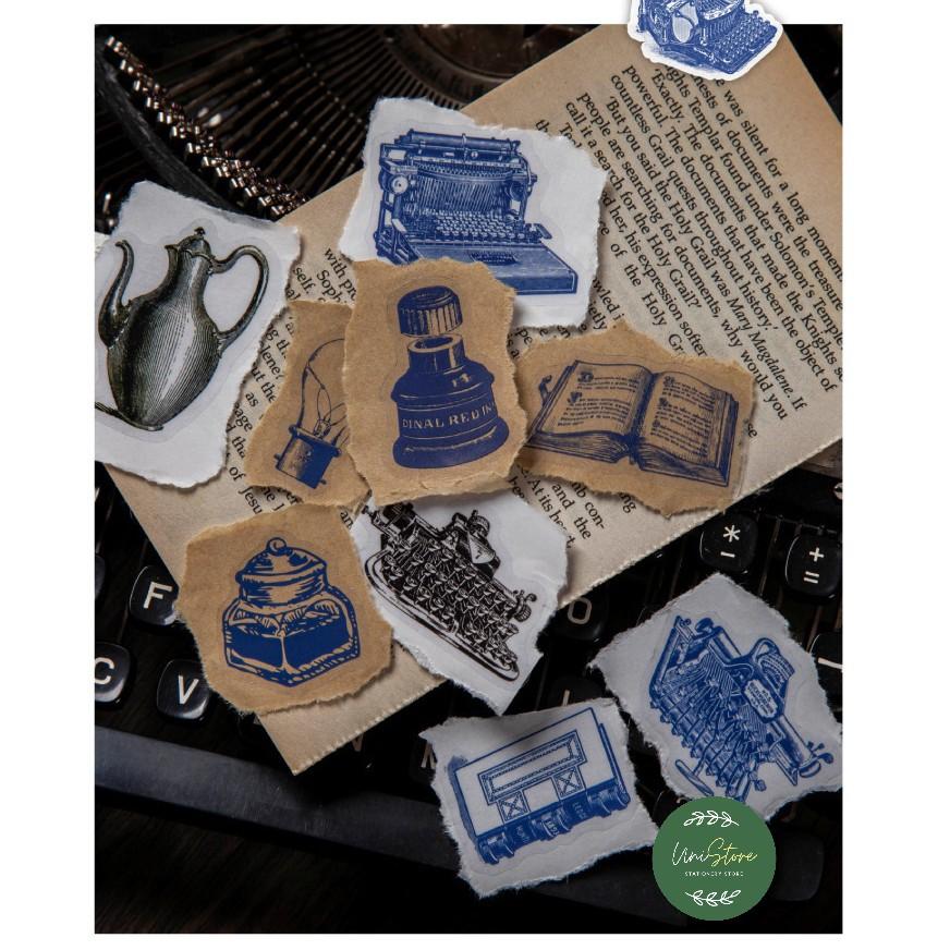 Sticker vintage nhãn dán trang trí sổ tay, sổ bullet journal phong cách retro the time museum