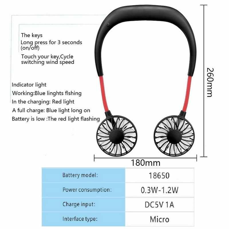 Quạt Vouller Mini Đeo Cổ 3 Tốc Độ Hn Led Có Sạc Tạo Hương Thơm (Màu Ngẫu Nhiên) - Hàng Chính Hãng