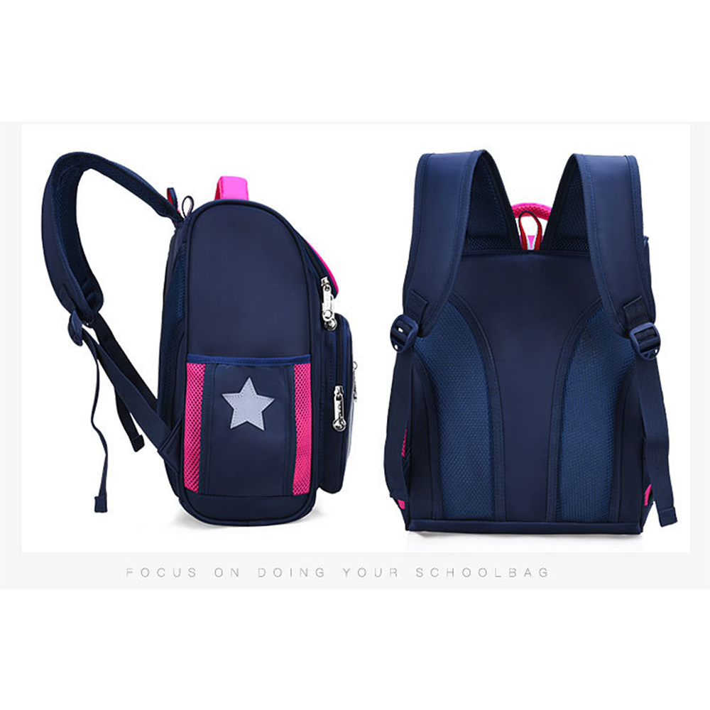 Balo chống gù dáng hộp, cặp học sinh tiểu học hình gấu có phát quang bảo vệ cho bé