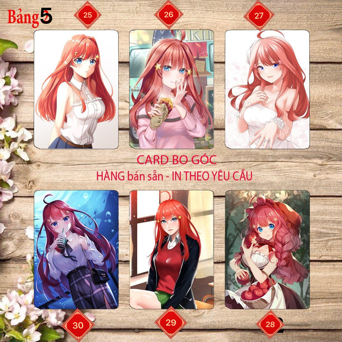 Card bo góc Nakano itsuki Gotoubun no Hanayome 6 card/ Thẻ card hình Nakano itsuki nhà có 5 nàng dâu