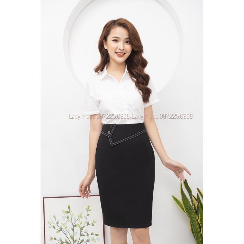 Chân váy bút chì công sở phối cúc, hàng VNXK siêu đẹp