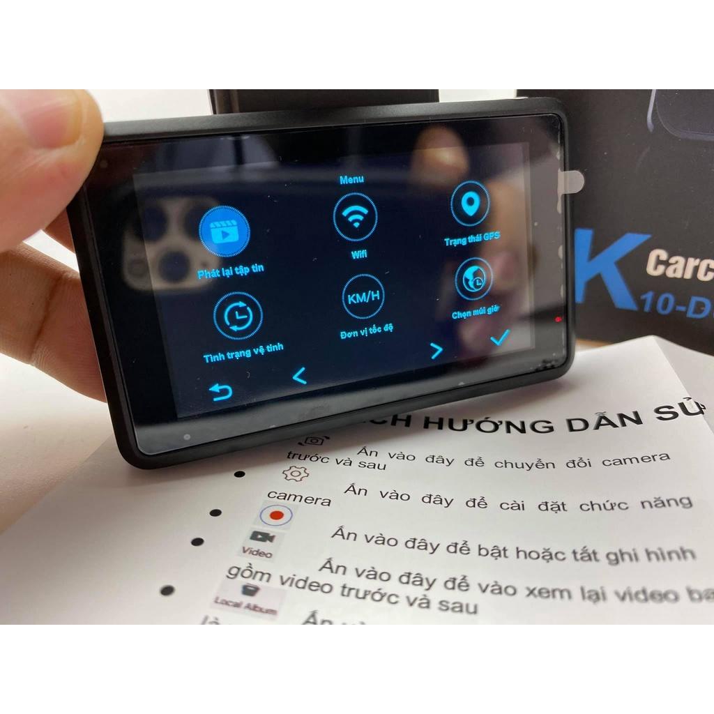Camera hành trình ô tô K10 Xetabon kết nối điện thoại, định vị GPS, hiện thị tốc độ Camera kép Full HD bảo hành 12 tháng