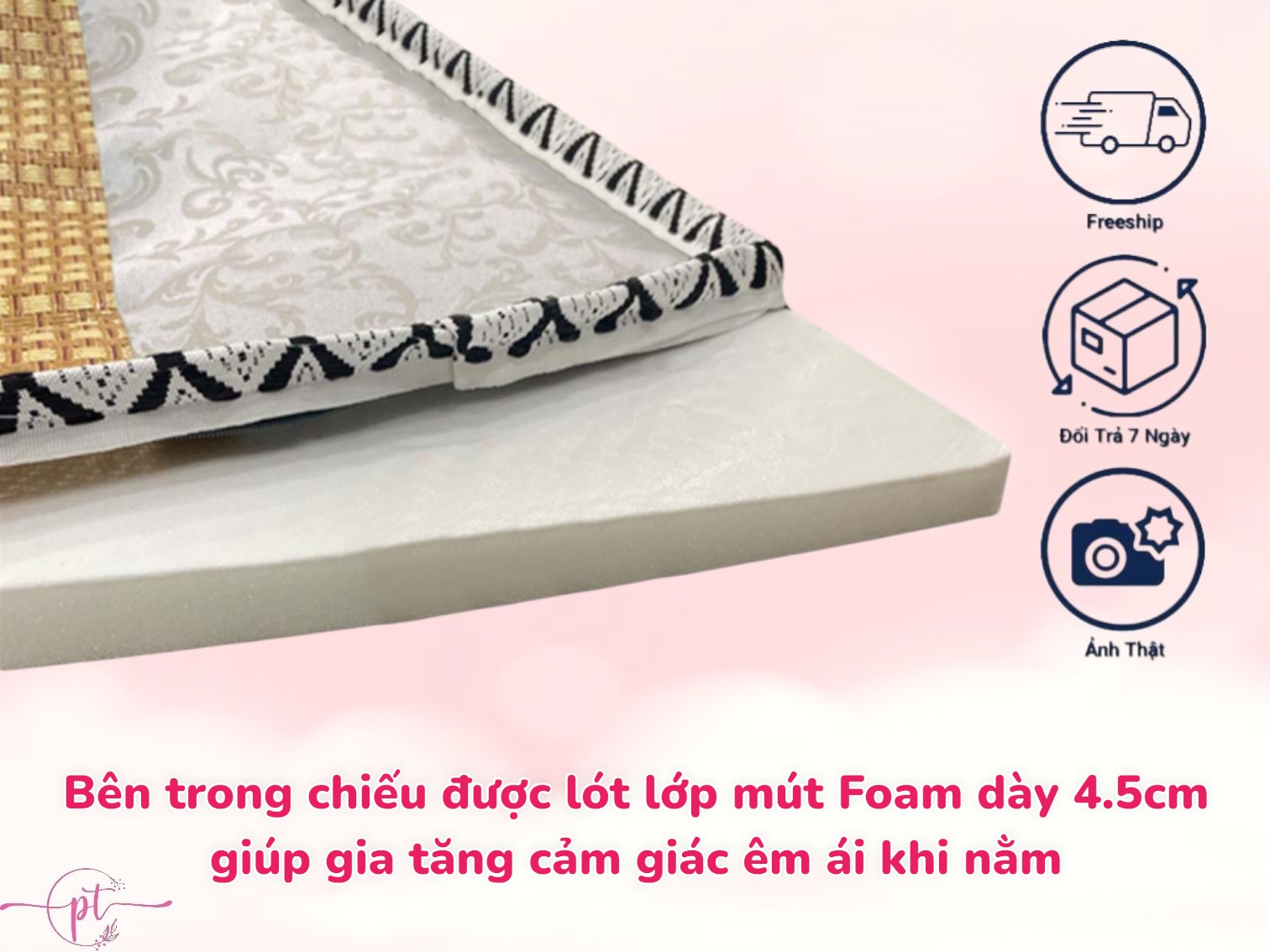 Chiếu Điều Hòa Sợi Mây Tổng Hợp Có Lớp Mút Foam Dày 5cm Đủ Size Thoáng Mát Và Êm Ái