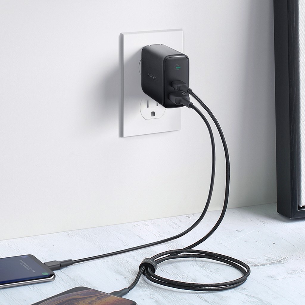 Cốc sạc Aukey 1USB 1Type-C PD 32W Wall Charger PA-D1 - Hàng chính hãng