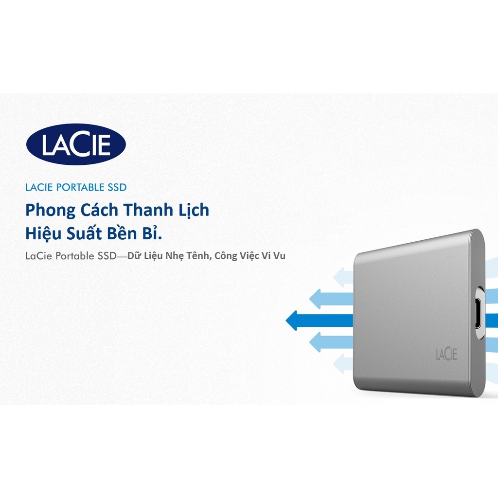 Ổ Cứng Di Động SSD LaCie Portable 500GB, 1TB, 2TB USB-C + Phục Hồi Dữ Liệu Miễn Phí Rescue Hàng chính hãng