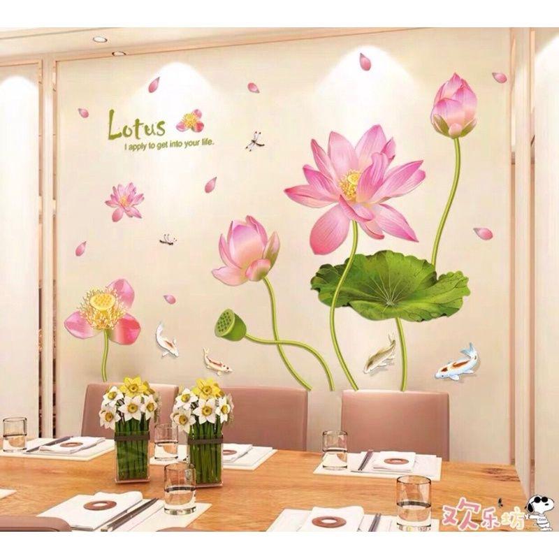 Decal dán tường sen hồng