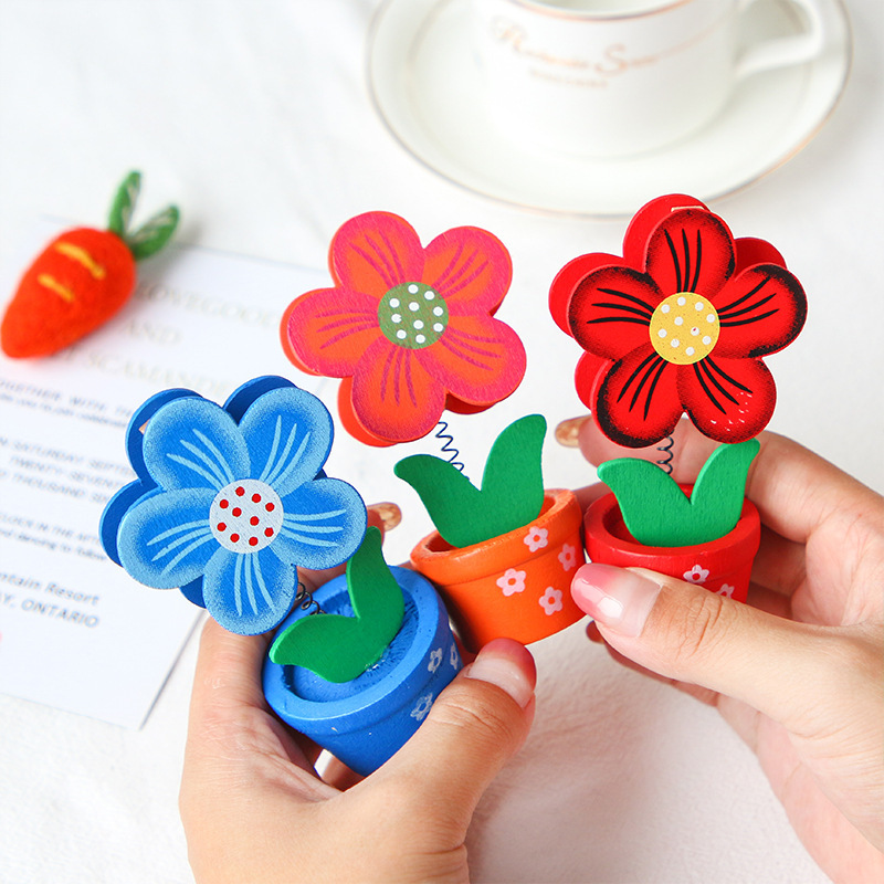 Kẹp Ảnh , Kẹp Giấy Nhớ Hình Chậu Hoa - Hình Động Vật Trang Trí Bàn Làm Việc Dễ Thương