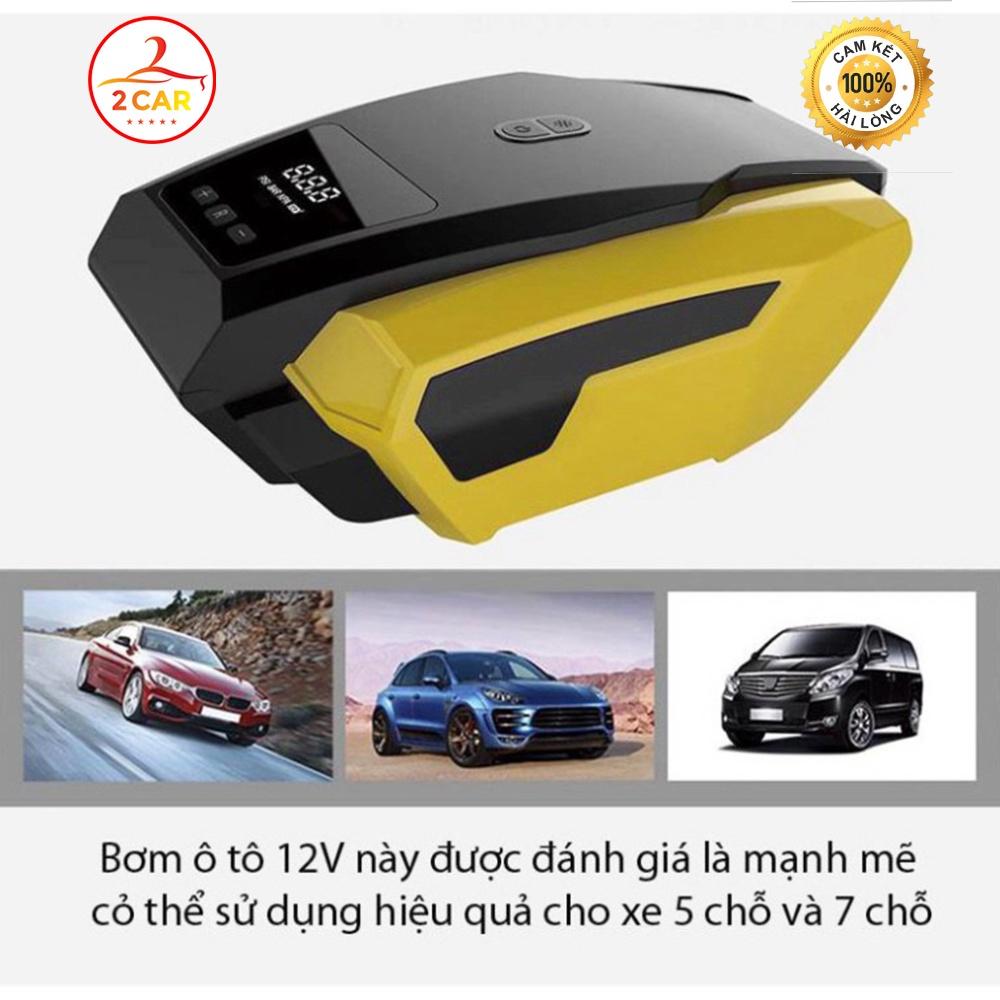 Bơm lốp ô tô, xe hơi điện tử tự ngắt, máy bơm lốp ô tô { bản cao cấp, xịn xò - màu vàng