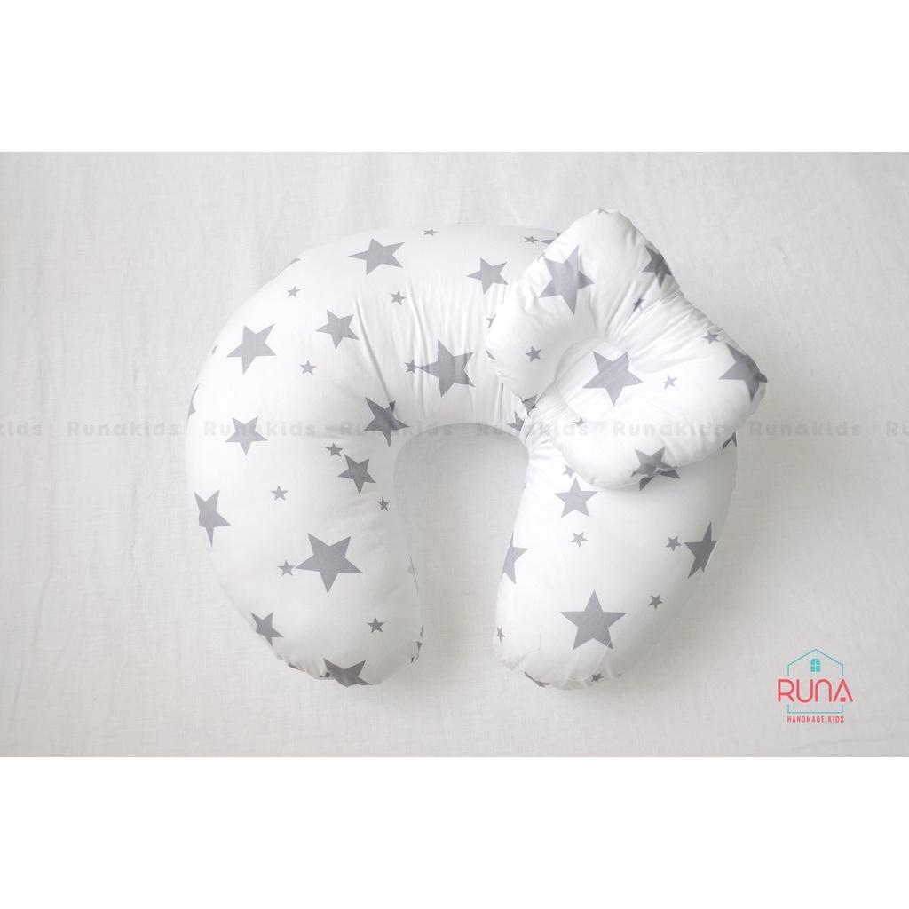 Gối hỗ trợ cho bé bú đa năng cao cấp RUNA KIDS cotton Hàn đẹp thoáng mát hoạ tiết dễ thương an toàn cho bé