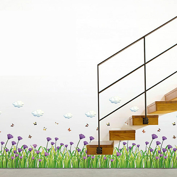 Decal Dán Chân Tường Hoa Cúc Tím - 2 Bộ (40 x 270 cm)