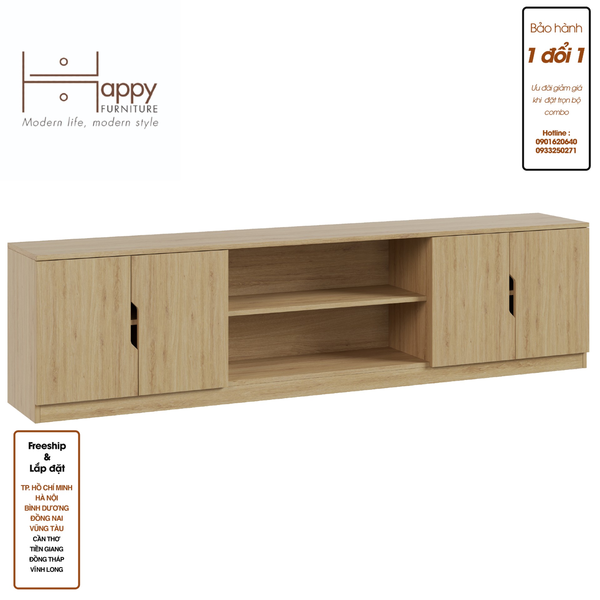 [Happy Home Furniture] DASH, Kệ Tivi 6 ngăn, 210cm x 35cm x 54cm ( DxRxC)   , KTV_006