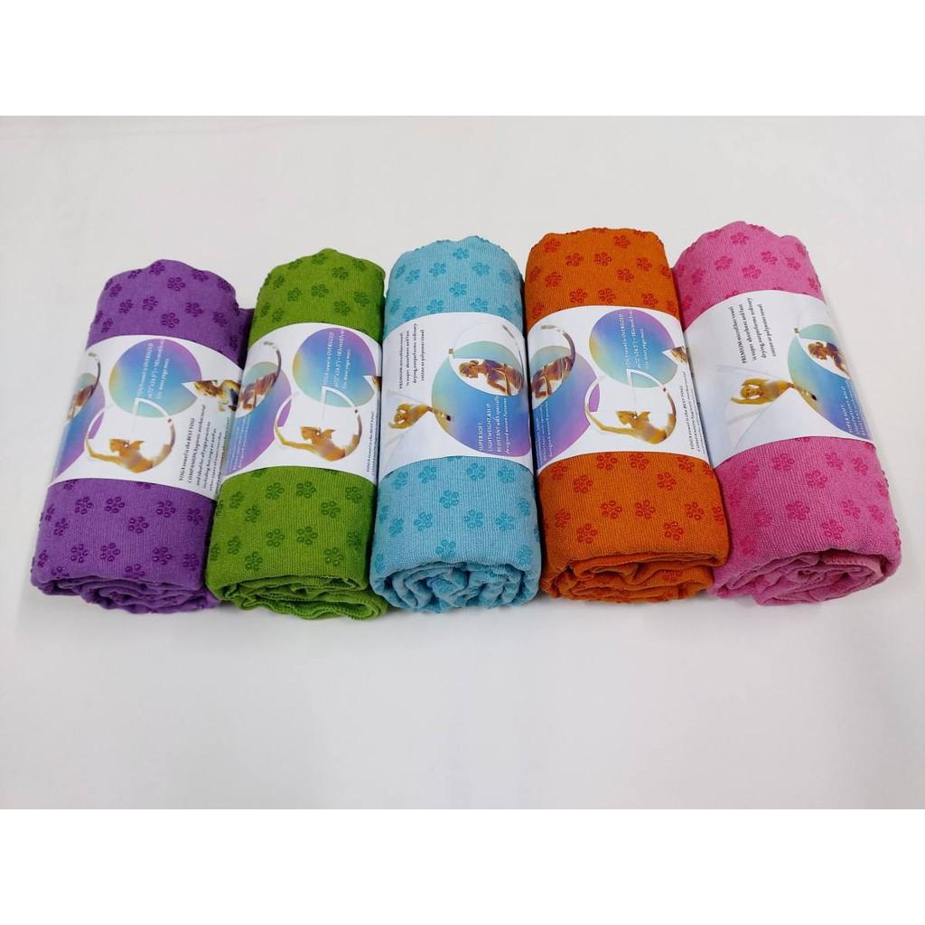 Khăn trải thảm phủ hạt cao su 183x63cm - Khăn trải thảm yoga chất liệu cotton thấm hút mồ hôi - chống trơn trượt