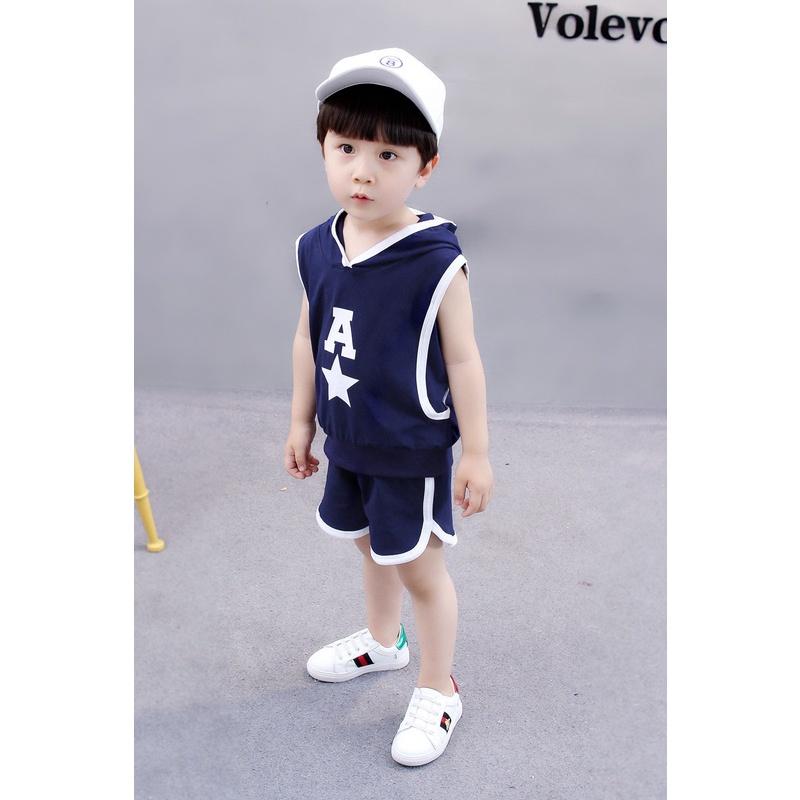 Đồ Bộ Cho Bé Trai Bộ Sát Nách In Ngôi Sao Chất Cotton Cao Cấp