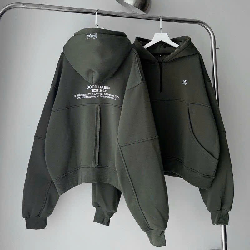 Áo Hoodie Dài Tay Form Lửng Rộng Unisex Vải Nỉ Bông Chữ In Exit 2 Màu , , Áo KHOÁC Hoodie Nam Nữ From Rộng Unisex In Nổi Chất Liệu Vải Nỉ Bông Cao Cấp Dày Dặn Mềm Mịn